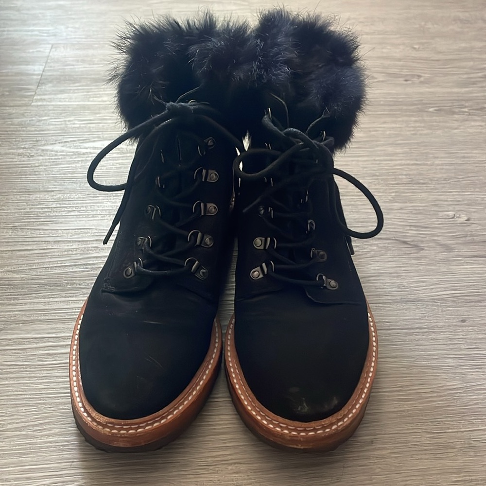 Botkier Women’s Black Suede Winter Fur Trimmed Boots Size 8 - Picture 3 of 13